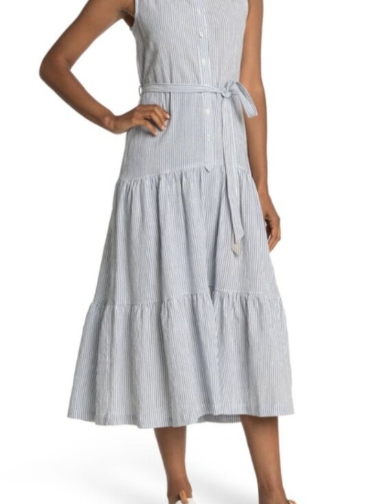 Max Studio Dresses & Skirts - NWT Max Studio Seersucker Tiered Maxi Dress XL